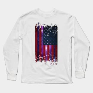 American flag galaxy - pink galaxy (patriot - USA flag) Long Sleeve T-Shirt